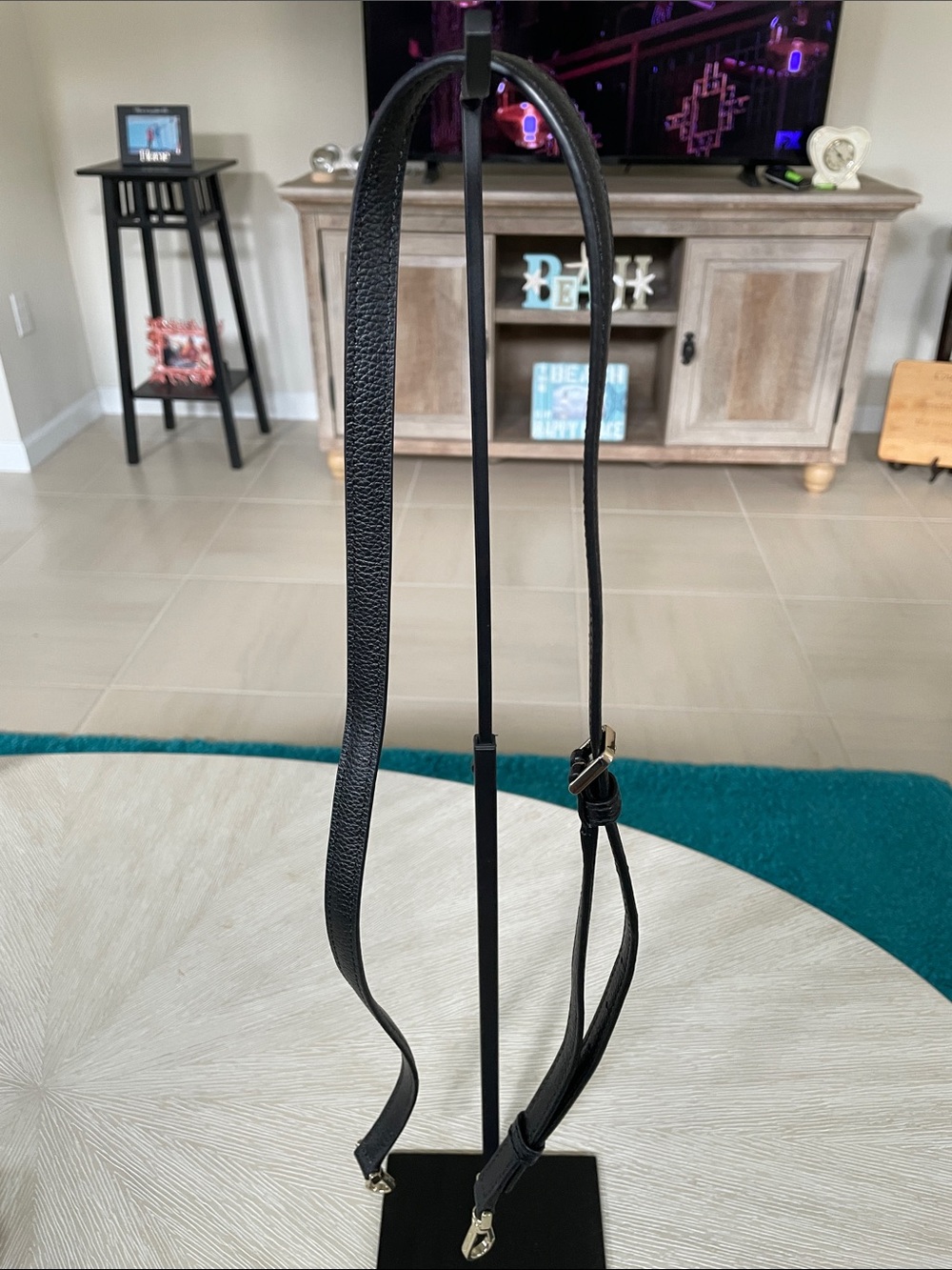 kate spade Black Leather Adjustable Crossbody Strap with Gold Hardware Accents